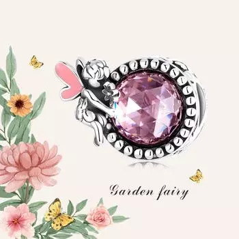 WOSTU Стерлингового Серебра 925 пробы Фея Сияющий Розовый Камень Подвеска из Бисера Подходит Оригинальный Браслет Ожерелье Для Женщин Ювелирные Изделия 925 silver