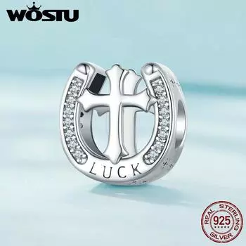 WOSTU Стерлингового Серебра 925 пробы Крест Подкова Guardian Шарм Бусины Подходит Оригинальные Браслеты Женщины DIY Ювелирные Изделия 925 silver