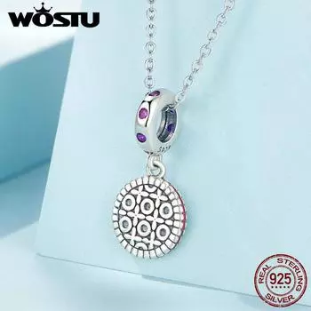 WOSTU стерлингового серебра 925 пробы милые клубничные печенья висячие подвески из бисера для женщин оригинальный браслет ожерелье DIY ювелирные изделия 925 silver