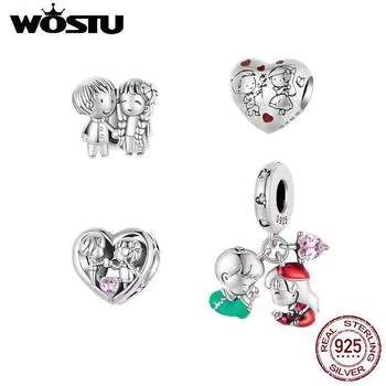 WOSTU стерлингового серебра 925 пробы, милые очаровательные бусины для маленьких мальчиков и девочек для женщин, подходят оригинальные подвески, ожерелье «сделай сам», ювелирные изделия на день рождения, подарок