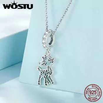 WOSTU Стерлингового Серебра 925 пробы полый Яркий Олень Висячие Бусы Подвески для Женщин Оригинальный Браслет Ожерелье DIY Ювелирные Изделия 925 silver