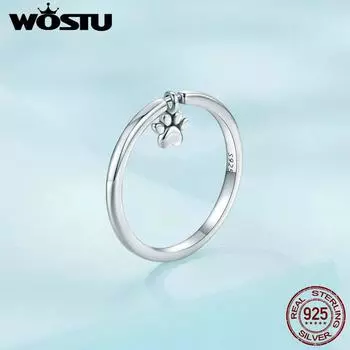 WOSTU стерлингового серебра 925 пробы простое милое кольцо с собачьим когтем для женщин кольца ювелирные изделия 6