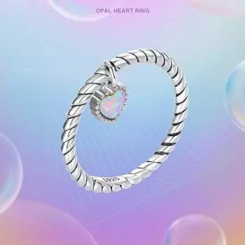 WOSTU стерлингового серебра 925 пробы простой опал сердце любовь круглые бусины размеры кольца для женщин женские оригинальные ювелирные изделия 6