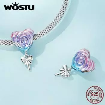 WOSTU стерлингового серебра 925 пробы Радуга леденец бусина Шарм подходит для самостоятельного изготовления женских браслетов и ювелирных изделий 925 silver