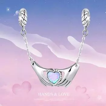 WOSTU стерлингового серебра 925 пробы руки любовь опал сердце подвеска из бисера подходит оригинальный браслет ожерелье для женщин ювелирные изделия 925 silver