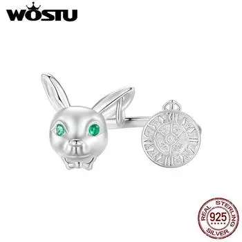 WOSTU стерлингового серебра 925 пробы с белым кроликом, кольцо для часов, открытые кольца, подарок на день рождения для девочек 925 silver