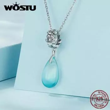 WOSTU стерлингового серебра 925 пробы с цветами и росой, подвески из бисера для женщин, ожерелье и браслет, ювелирные изделия своими руками 925 silver
