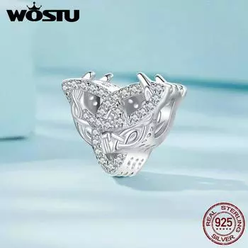 WOSTU Стерлингового Серебра 925 пробы с кельтским узлом Ретро Подвески Кулон Лунные Бусины Подходит Оригинальный Браслет DIY Ожерелье Ювелирные Изделия 925 silver