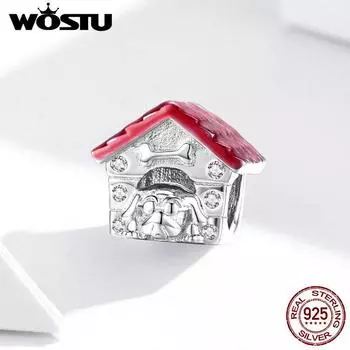 WOSTU Стерлингового Серебра 925 пробы с животными, домашними животными, подвеска для дома, подходит для браслета из бисера «сделай сам», ювелирные изделия 925 silver