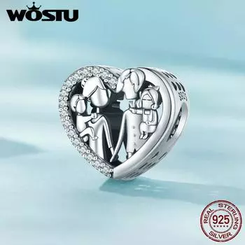 WOSTU Стерлингового Серебра 925 пробы Семейный Подвеска Подходит Оригинальный Браслет DIY Ювелирные Изделия 925 silver