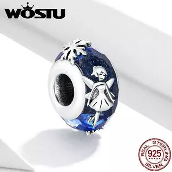 WOSTU Стерлингового Серебра 925 пробы Снежная Фея Шарм Платиновые Бусины с Покрытием для 3 ММ Оригинальный Браслет Ювелирные Изделия DIY Браслет 925 silver