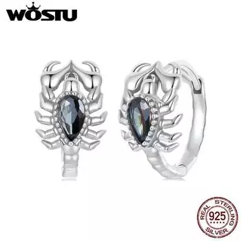 WOSTU стерлингового серебра 925 пробы в стиле панк ретро серьги-кольца со скорпионом для женщин серьги-кольца с животными пустыни и радуги мистический кристалл для девочек в стиле хип-хоп SCE1749