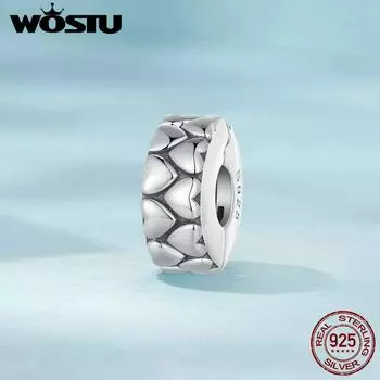 WOSTU стерлингового серебра 925 пробы в стиле ретро с сердечным узором, стопорные бусины для женщин, браслет и браслет, ювелирные изделия своими руками 925 silver