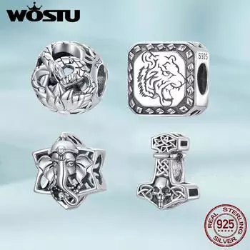 WOSTU стерлингового серебра 925 пробы, винтажные полые подвески, бусины для женщин, подходят для оригинального браслета «сделай сам», ожерелье, ювелирные изделия D