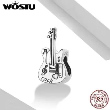 WOSTU стерлингового серебра 925 пробы, винтажный бас-шарм, подвеска из бисера, подходит для оригинального браслета 3 мм, женские ювелирные изделия 925 silver