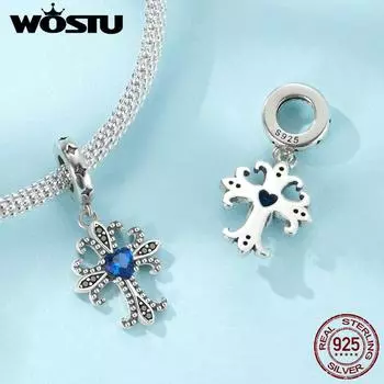 WOSTU стерлингового серебра 925 пробы, винтажный кулон в виде креста, подвески, изысканные ретро бусины с ирисом для женщин, браслет и браслет, сделай сам, ювелирные украшения 925 silver
