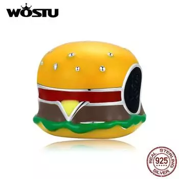 WOSTU стерлингового серебра 925 пробы вкусный кулон-гамбургер подходит для оригинального браслета ожерелье DIY ювелирные изделия 925 silver