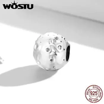 WOSTU Стерлингового Серебра 925 пробы Яркая Луна Подвеска из бисера подходит для оригинального браслета 3 мм Женские украшения 925 silver