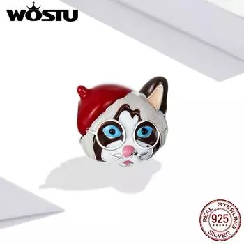 WOSTU стерлингового серебра 925 пробы животное кулон сиамская короткошерстная кошка подвески бусины подходят оригинальный браслет ожерелье для женщин ювелирные изделия 925 silver