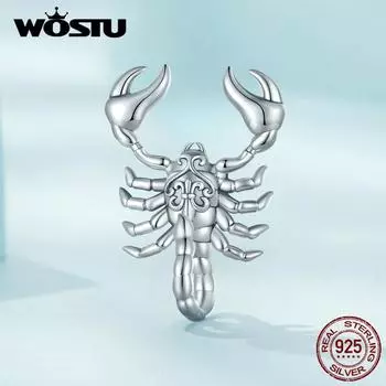 WOSTU Стерлингового Серебра 925 Ретро Очаровательные Подвески-Скорпионы Бусины Подходит Оригинальный Браслет DIY Ювелирные Изделия 925 silver серебряный