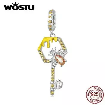 WOSTU Стерлингового Серебра 925 Яркие Соты и Подвески для Ключей Бусина для Женщин Оригинальный Серебряный Браслет Изящные Ювелирные Изделия 925 silver