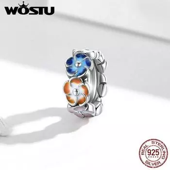 WOSTU теплая маленькая красочная подвеска в виде гортензии подходит для оригинальных браслетов и бусин из стерлингового серебра 925 пробы, ювелирные изделия 925 silver