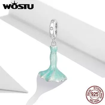 WOSTU теплая юбка-рыбий хвост, подвеска, подходит для оригинальных браслетов и браслетов, стерлинговое серебро 925 пробы с фианитом, ювелирные изделия, подарок 925 silver