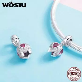 WOSTU Весенняя коллекция Стерлинговое серебро 925 пробы Красный тюльпан Цветочная история Подвесной браслет и ожерелье HCC2027