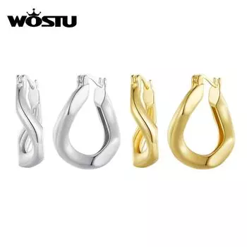 WOSTU витые серьги-кольца Ins Стиль пряжки для ушей для женщин девочек-подростков серьги-гиперболы модные украшения 4 цвета золотой