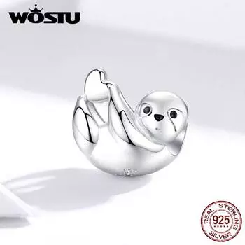 WOSTU женские ювелирные изделия оригинальный серебряный браслет в виде змеи Ленивый ленивец забавные серебряные 925 ювелирные аксессуары HHC209