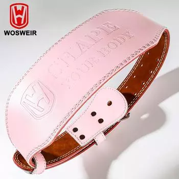 WOSWEIR 15 см пояс для спортзала из воловьей кожи, функциональная защита талии для тренировок, пауэрлифтинга, приседаний, становой тяги, поднятия тяжестей XS розовый