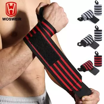 WOSWEIR-1 пара тяжелоатлетических напульсников, напульсники, ремни для фитнеса в спортзале, спортивное оборудование чёрный