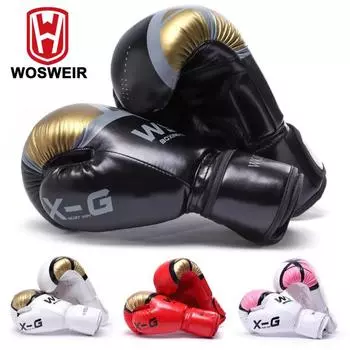 WOSWEIR перчатки для кикбоксинга мужские и женские PU каратэ муай тай Guantes De Boxeo бесплатные боевые лапы ММА санда взрослые дети обучение