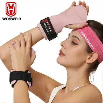 WOSWEIR прочные кожаные ремни для запястий Становая тяга Бодибилдинг Упражнение Штанга Тяжелая атлетика Альтернатива Крюки для силовой поддержки чёрный