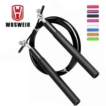 WOSWEIR Скакалка Crossfit Professional Speed Bearing Skipping для фитнес-тренировок Training Equipment MMA Boxing Home Exercise чёрный