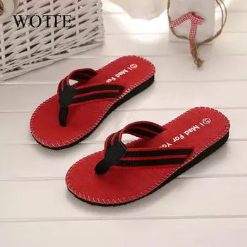 WOTTE Flip Flops Men Bath Beach Sandals Slippers for Men Flats chaussure homme Non-slip Shoes Male Men Sandals Indoor&Outdoor 7.5 жёлтый