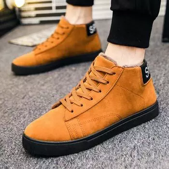 WOTTE Men Boots Winter Plush Warm Casual Snow Boots Fur High Top Ankle Boots Sneakers Work Shoes Men Botas hommes chaussures 7 серый