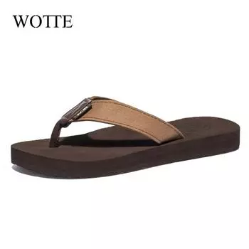 WOTTE Men Flip Flops Summer Slippers Men Anti-skid OutdoorLight Casual Beach Male Sandals House Soft Slipper chanclas hombre 5.5 коричневый