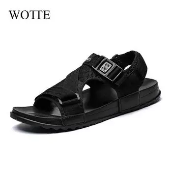 WOTTE Men Sandals Outdoor Men Shoes EVA Slip On Soft Platform Sandals Summer Casual Sandal Shoes For Man Sandle Men Big Size 46 7 чёрный