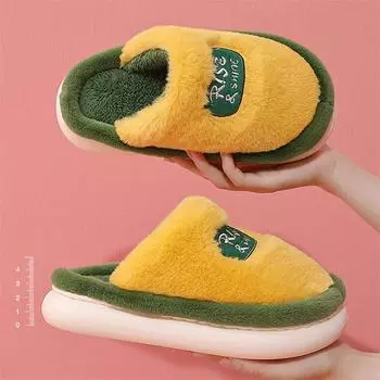 WOTTE Winter Plush Slippers Men Indoor Heel Wrap Men Shoes Soft EVA Anti-slip Thick Sole Platform Shoes Warm Women Slipper Men 36-37 оранжевый