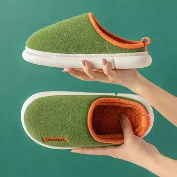 WOTTE Winter Plush Slippers Men Indoor Heel Wrap Men Shoes Soft EVA Anti-slip Thick Sole Platform Shoes Warm Women Slipper Men 36-37 feet(35-36) белый