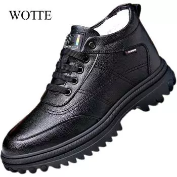 WOTTE Зимние зимние ботинки Ботильоны Мужские теплые ботинки Ботинки с меховой подкладкой Плюшевые теплые ботильоны Ботильоны Мокасины Повседневные кроссовки Новые 7 чёрный
