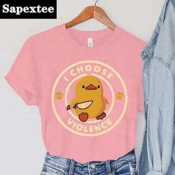 WoUnisex I CHOOSE VIOLENCE Одежда с принтом ножа, футболки с принтом утки, топы FeUnisex с героями мультфильмов, винтажные женские новые футболки с черепом L
