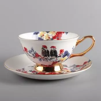 Wourmth Европейский костяной фарфоровый кофейный набор с розовой птицей, креативная керамическая чашка для дневного чая в Пномпене и блюдце с ложкой, хороший подарок 101-200ml