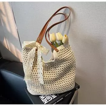 Woven bag new bag female tote bag vacation seaside travel tote bag small photo beach straw bag покинуть белый