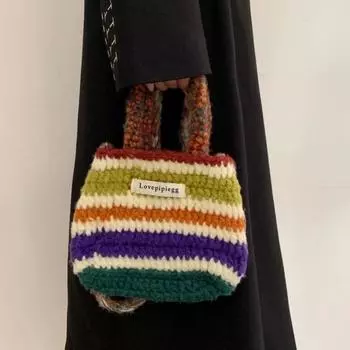 Woven bag women s 2024 new large-capacity tote bag crossbody handbag cute Japanese shopping student fashion 20*20
