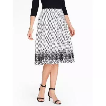 Woven Cotton Cloth Scallop Polka Dot Midi Skirt Fashion Embroidered Black and white polka dot 6