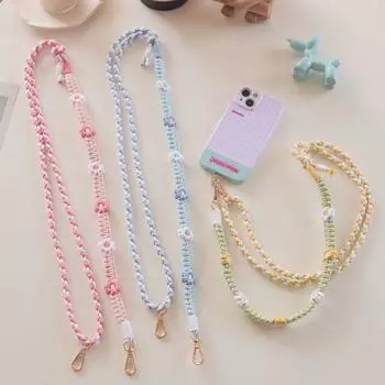 Woven Crochet Macrame Bag Strap Daisy Flower Bohemian Shoulder Strap Boho Phone Case Rope Car синий