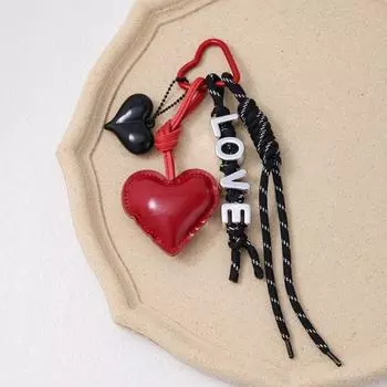 Woven Rope Heart Leather Rope Keychain PU Love Rope Bag Charm Children Girl