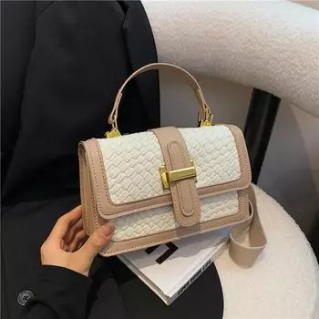 Тканая однотонная сумка 2024 года, простая, подходящая по цвету, модная, повседневная, ретро, уличная, через плечо, переносная, маленькая, квадратная сумка чёрный